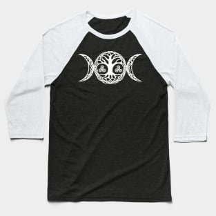 Triple Moon Goddess with triskele and tree of life Baseball T-Shirt